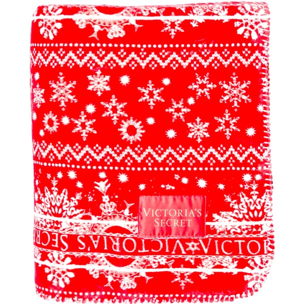 Victoria’s Secret Red Fair Isle Snowflake Fleece Blanket